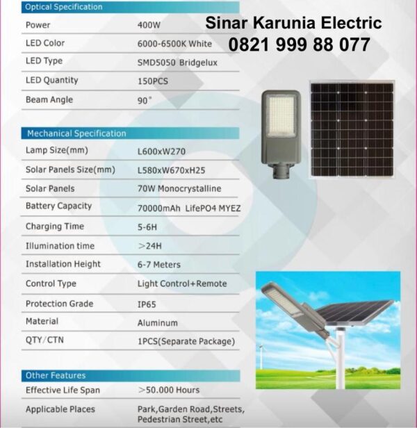 Lampu Jalan Solar Cell 400W Lampu Jalan Solar Cell