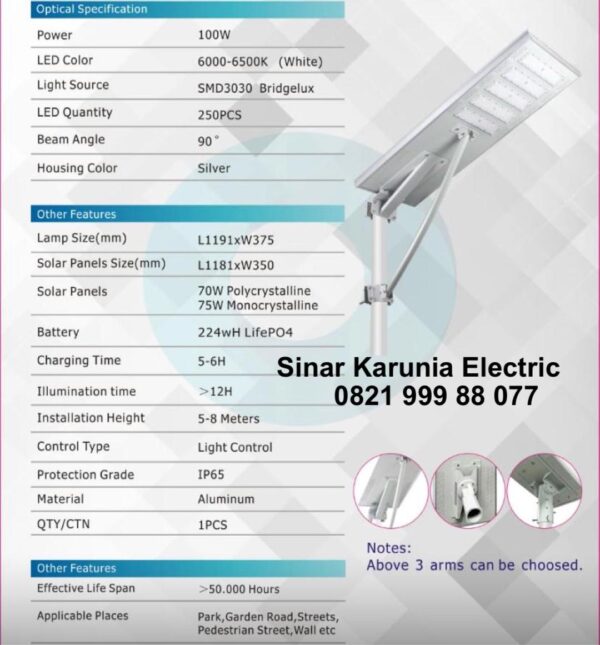 Lampu Jalan Solar Cell All in One 100 Watt Lampu Jalan Solar Cell All in One
